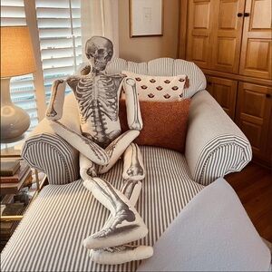 John Derian for Target 63” Stuffed Fabric Skeleton w/ removable Santa hat - NWT